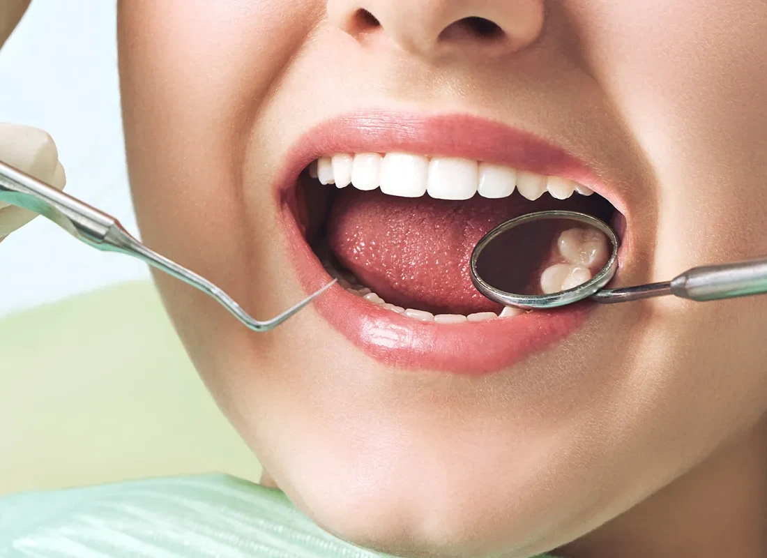 Patient in dental chair during a routine checkup