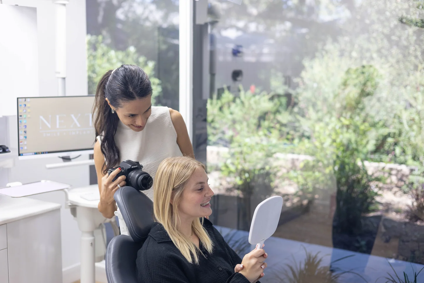 Smile photography session in the dental chair at Next Smile+Implant in Thousand Oaks